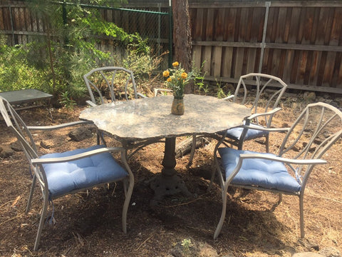 Vintage Granite and Wrought Iron Patio set