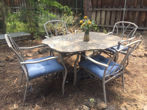 Vintage Granite and Wrought Iron Patio set