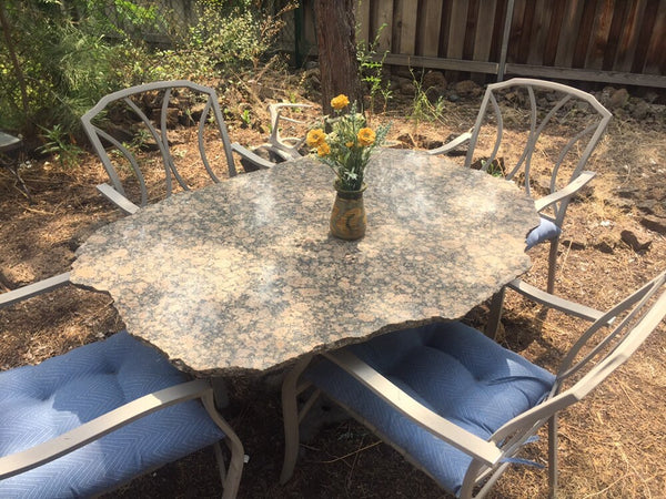 Vintage Granite and Wrought Iron Patio set