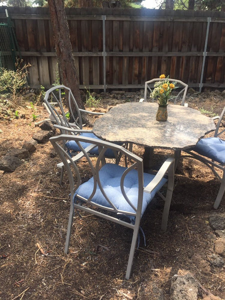 Vintage Granite and Wrought Iron Patio set