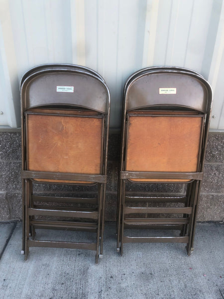 Set of 4 Vintage Folding Metal School Chairs with plywood seats