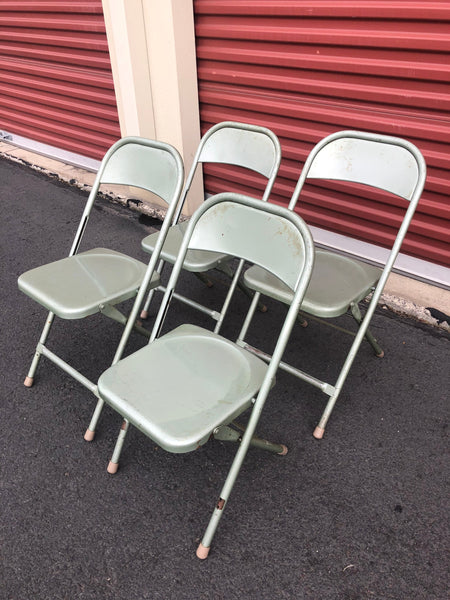Set of 4 Vintage Folding Children's Metal School Chairs
