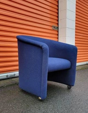 Pair of Post Modern 1970s Barrel-Back Chairs on Casters