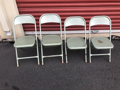 Set of 4 Vintage Folding Children's Metal School Chairs