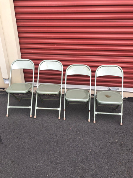 Set of 4 Vintage Folding Children's Metal School Chairs