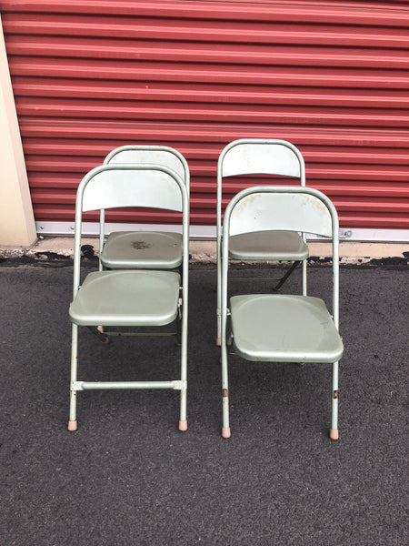 Set of 4 Vintage Folding Children's Metal School Chairs