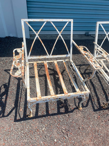 Pair of Woodard Vintage Garden Patio Lounge Chairs - rusty patina