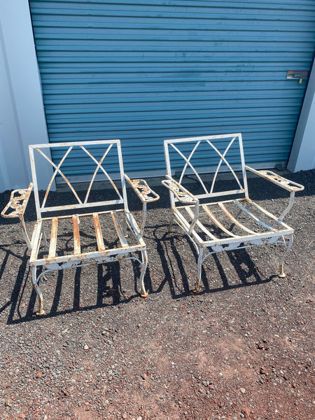 Pair of Woodard Vintage Garden Patio Lounge Chairs - rusty patina