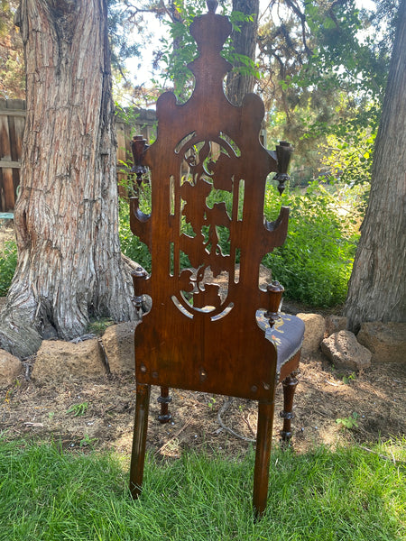 Antique Victorian Mahogany Needlepoint Upholstered Parlor Chair