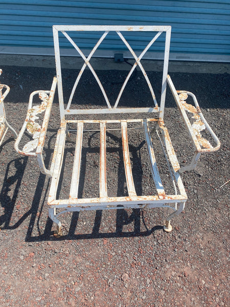 Pair of Woodard Vintage Garden Patio Lounge Chairs - rusty patina
