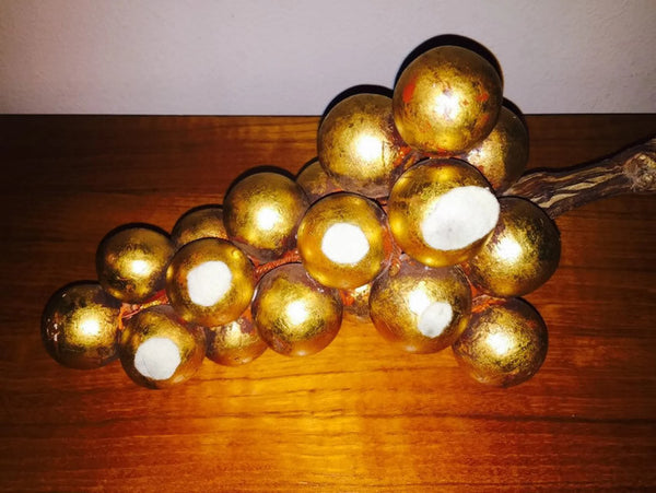 1960's Gold Leaf Clay Grapes- 1960's Hollywood Regency table decor